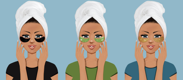 女孩护肤品剪纸艺术图片下载