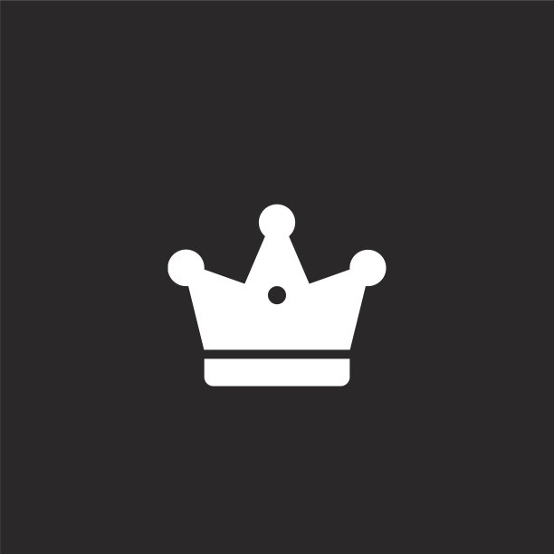 皇冠图标。填充皇冠图标的网站设计和移动，应用程序开发。皇冠图标从填充奖项收集孤立的黑色背景。图片下载