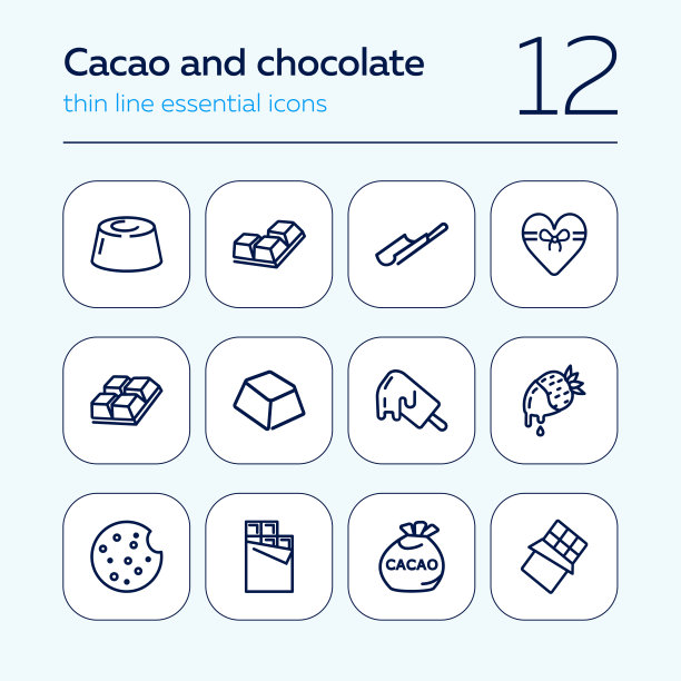 可可和巧克力线图标设置图片下载