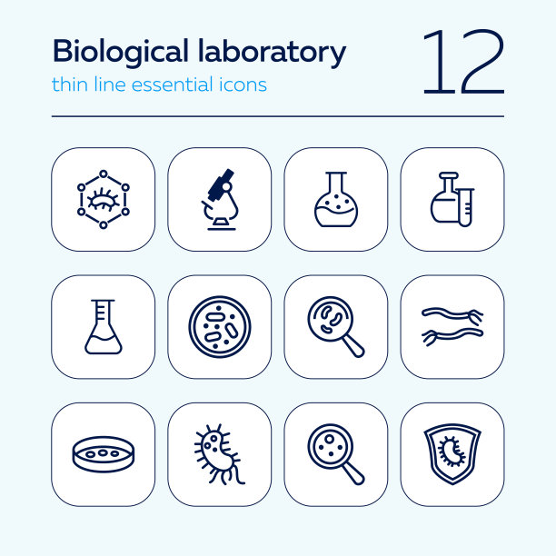 生物实验室线性图标集图片下载