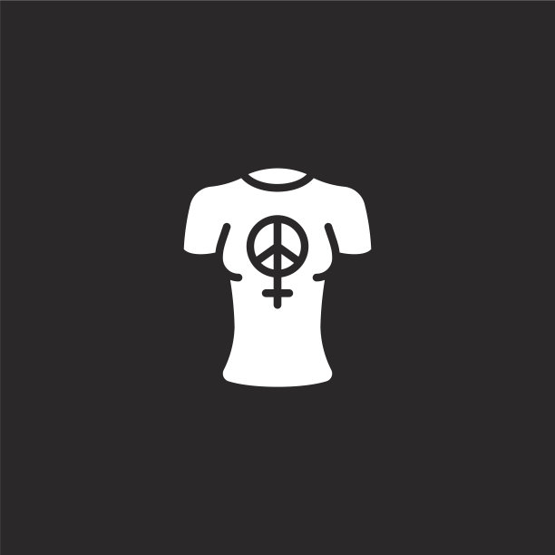 衬衫图标。填充衬衫图标的网站设计和移动，应用程序开发。衬衫图标从充满女权主义收集孤立的黑色背景。图片下载