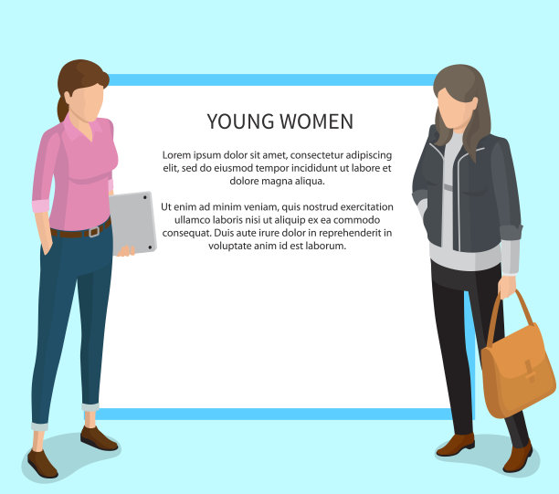 年轻女性海报与白色框架和学生图片下载