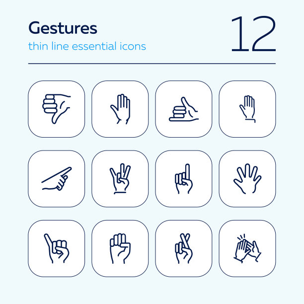 手势线条图标集图片下载