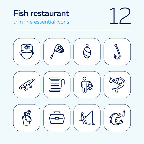 钓鱼线图标集图片下载