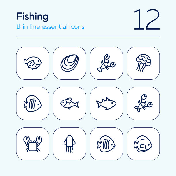 鱼线图标集图片下载