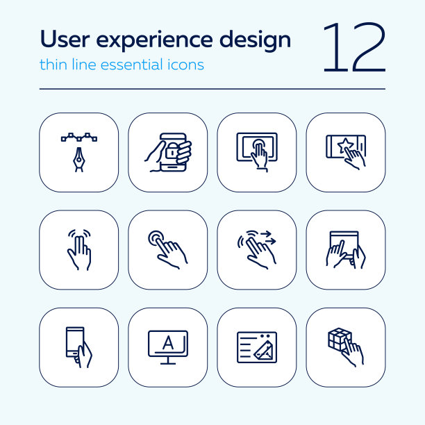 用户体验设计线图标集图片下载
