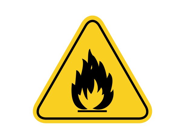 隔离易燃物质，常见危险标志黄色圆角板警示标志为图标，行业标签，标志或包装等平面风格矢量设计。图片下载