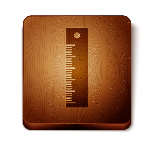 棕色标尺图标孤立在白色背景。直尺的象征。木制方形按钮。矢量图图片下载