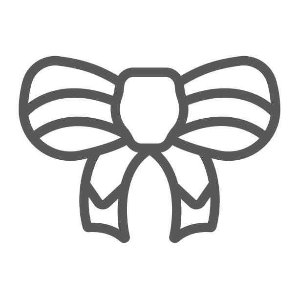 节日弓线图标，圣诞节和装饰，结标志，矢量图形，白色背景上的线性模式。图片下载