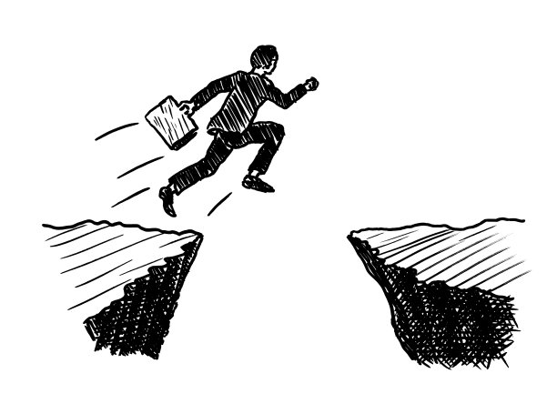 商人跳过峡谷的素描图片下载