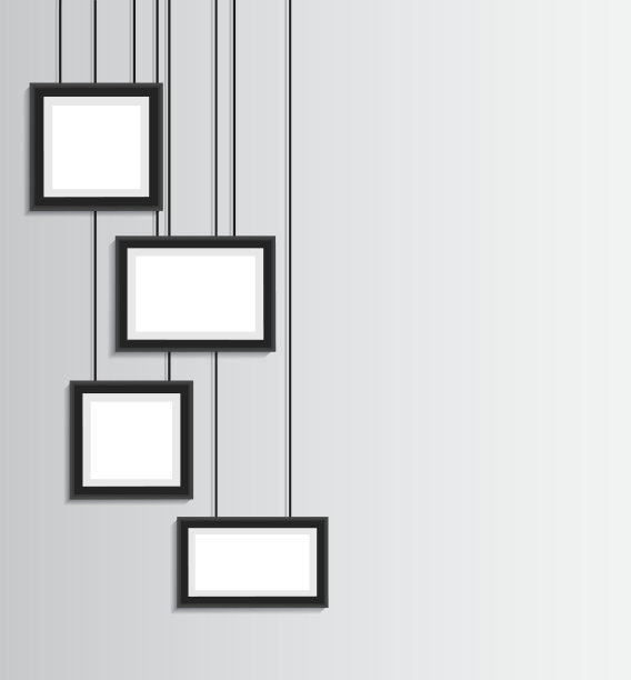 相框，艺术图片，绘画，室内。把画框挂在墙上。文本或记忆的相框背景。向量图片下载