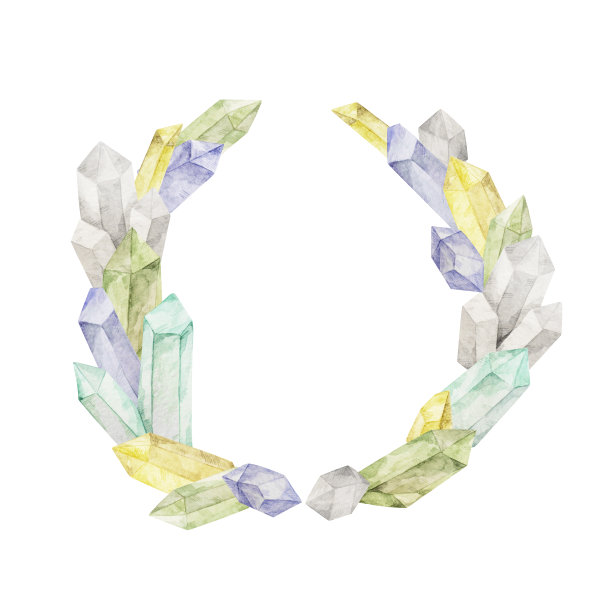 圆形框架与晶体图片下载