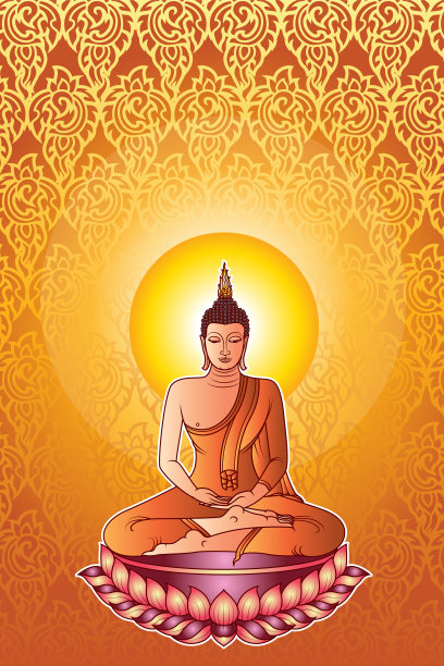 佛像坐在莲花上，背景是抽象的图片下载