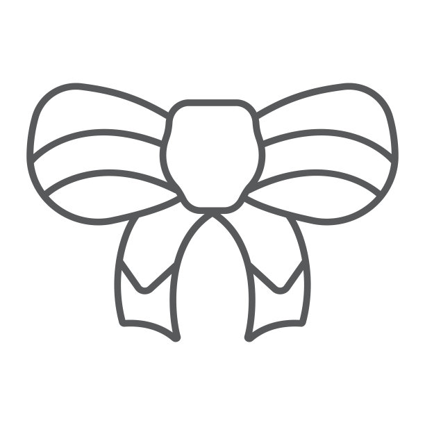 节日弓细线图标，圣诞节装饰，结标志，矢量图形，白色背景上的线性图案。图片下载