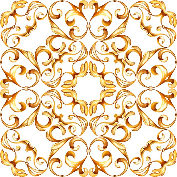 无缝奢华的金色巴洛克图案图片下载