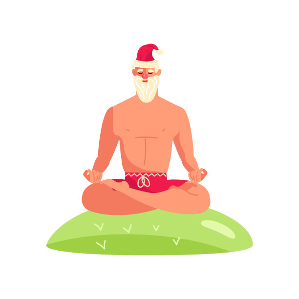 圣诞老人在瑜伽姿势图片下载