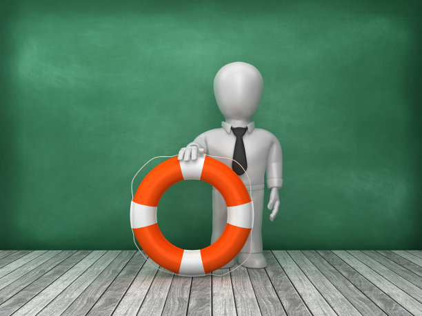 商业人物与生活带在黑板背景- 3D渲染图片下载