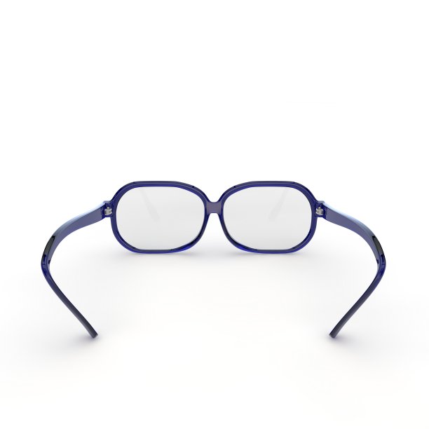 眼镜与蓝色塑料框架在白色孤立的背景图片下载