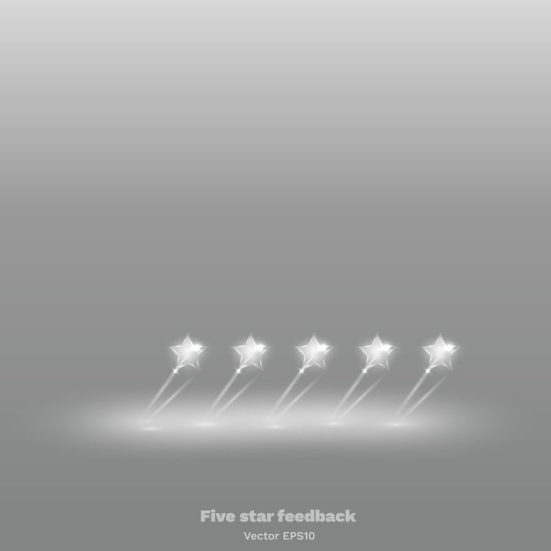 闪亮五星玻璃评级反馈创意矢量图图片下载