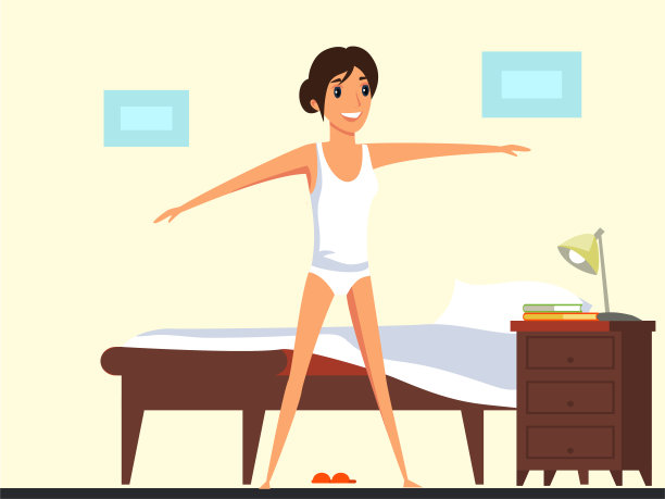 女孩做伸展运动插图图片下载