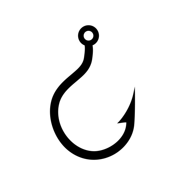 鱼钩图标，logo，白色背景上隔离图片下载