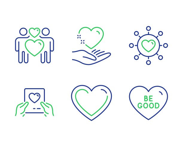 爱邮件，保持心和约会网络图标集。爱心，恩爱夫妻，是好迹象。向量图片下载