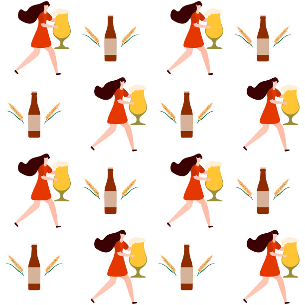 啤酒节啤酒派对人们无缝模式图片下载