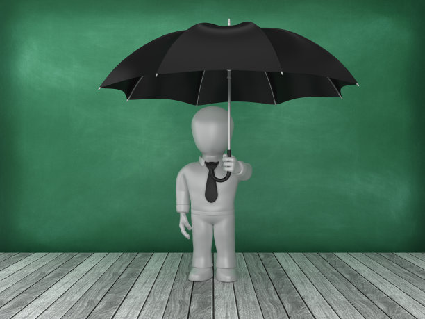 商业人物与伞在黑板背景- 3D渲染图片下载