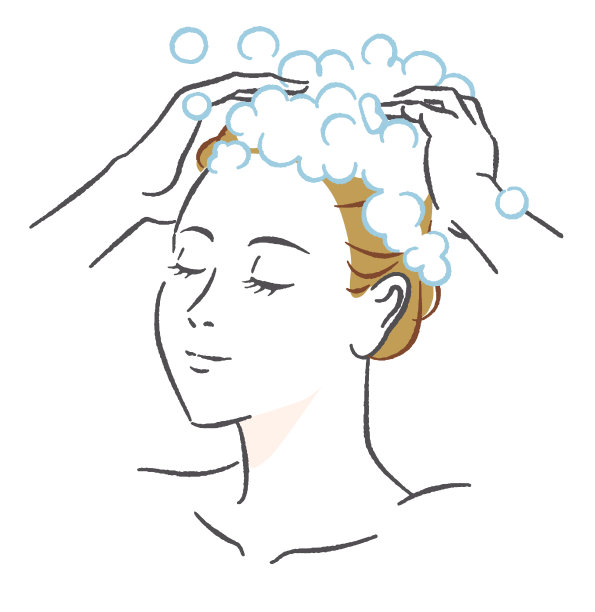 女人洗头发的插图材料图片下载