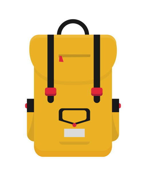 游客背包平面矢量插图图片下载