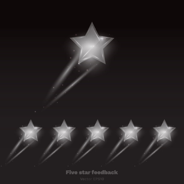 闪亮五星玻璃评级反馈创意矢量图图片下载