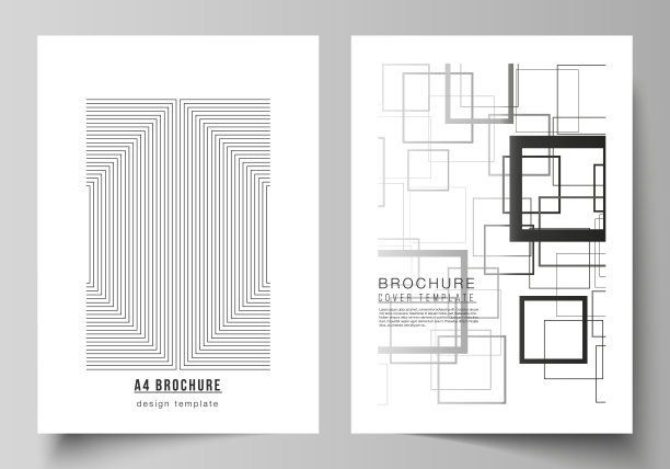 矢量布局A4格式现代封面模型设计模板的小册子，杂志，传单，小册子，报告。新潮的几何抽象背景在极简主义的平面风格与动态构成图片下载