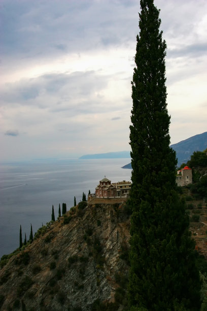 阿陀斯山的黎明。圣安妮的斯凯特图片下载