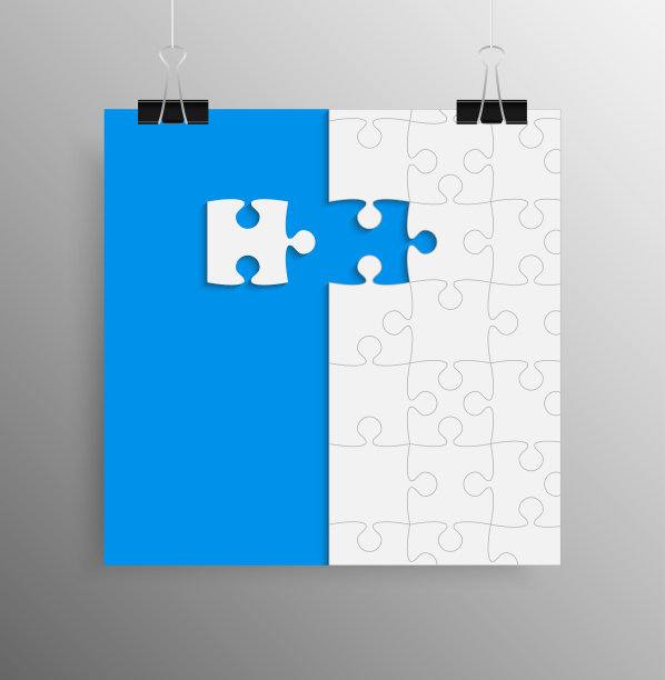 矢量拼图海报模板挂在剪贴夹。图片下载