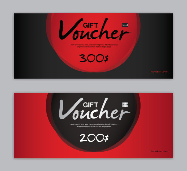 礼品券模板，销售旗帜，水平布局，折扣卡，标题，网站，红色背景，矢量插图EPS10图片下载