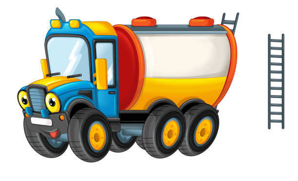 卡通快乐的水箱卡车像怪物卡车孤立在白色的背景图片下载
