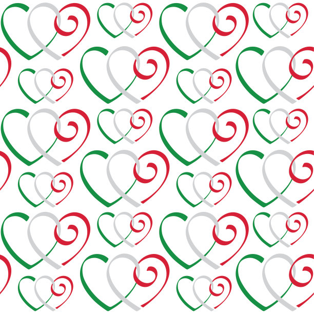 无缝图案与心形意大利旗。意大利的象征和色彩图片下载