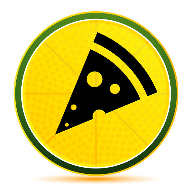 披萨片图标柠檬柠檬黄色圆形按钮插图图片下载