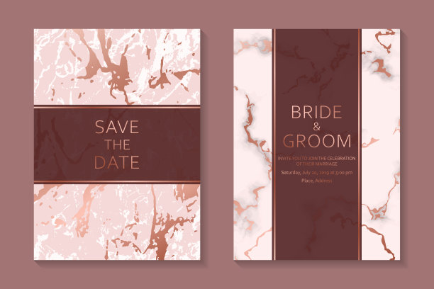 粉色婚礼邀请设计或贺卡模板。图片下载