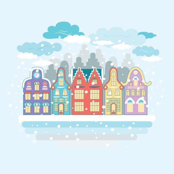 圣诞节的时间。城市和乡村景观。冬天的城市景观。图片下载