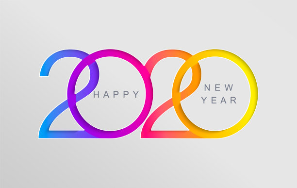 优雅的2020新年贺卡。素材图片