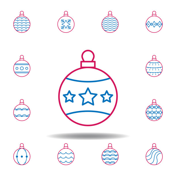新年、圣诞节、庆典装饰彩球图标。可以用于web, logo，手机应用，ui, ux图片下载