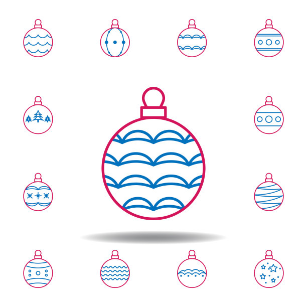 新年、圣诞节、庆典装饰彩球图标。可以用于web, logo，手机应用，ui, ux图片下载