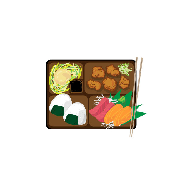 日本便当盒食品套装图形对象图片下载