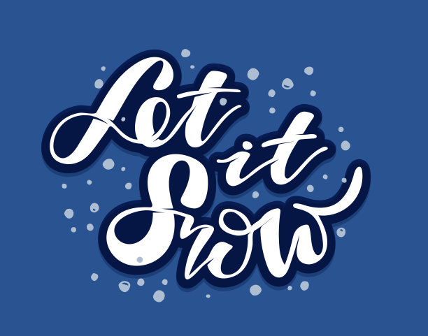 让它雪-寒假-可爱的手绘涂鸦字体模板海报横幅艺术图片下载