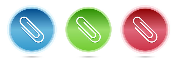 回形针图标玻璃圆形按钮设置插图图片下载