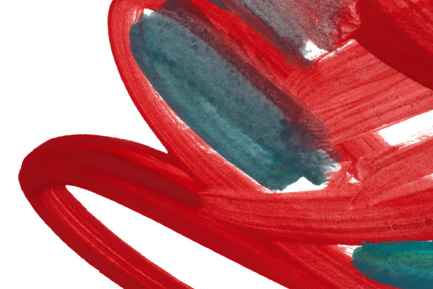 色彩鲜艳的水彩背景。手绘红、蓝、绿笔触。素材图片