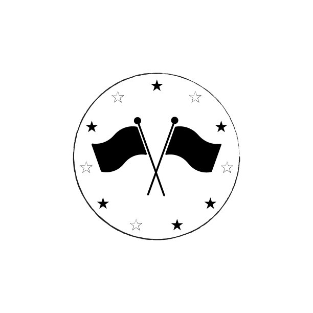 两面由星星环绕的旗帜。平面设计图片下载