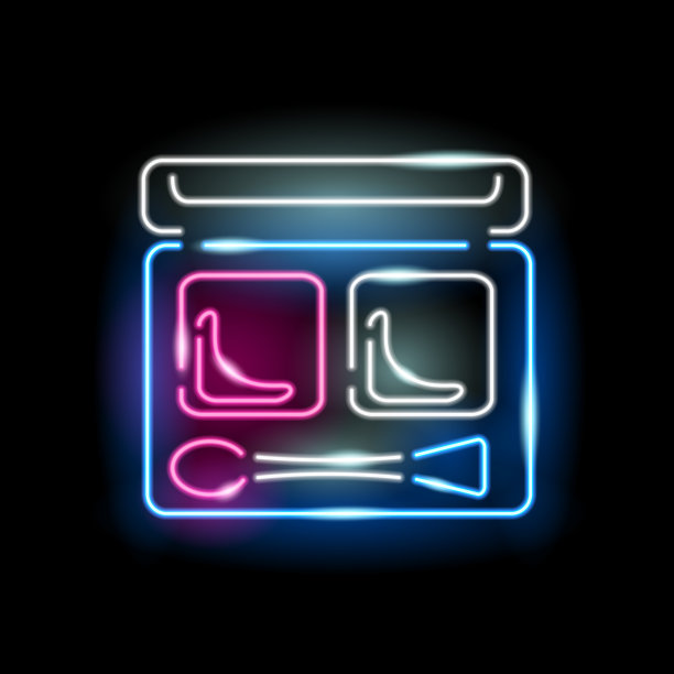 霓虹灯图标的眼影调色板孤立的黑色背景。化妆品或美容标志。用于化妆品、少女或女性概念的设计元素。矢量10 EPS插图。图片下载