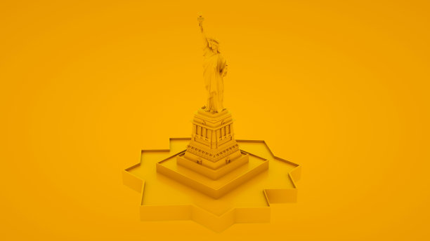 孤立的自由女神像。最小的思想概念。三维演示图片下载